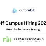 Career graphic for a Performance Testing Trainee job at AutoRABIT, highlighting skills, location, and requirements for fresher candidates.