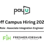 Professional job posting graphic for PayU's Associate Integration Engineer role, open for 2024/2025 graduates in Bangalore.