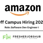 Official job posting graphic for Amazon's Software Development Engineer I (SDE I) university hire role, focusing on distributed systems and customer-obsessed innovation.